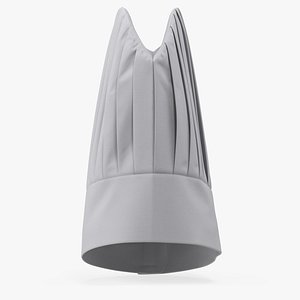 3D Tall Chef Hat in White