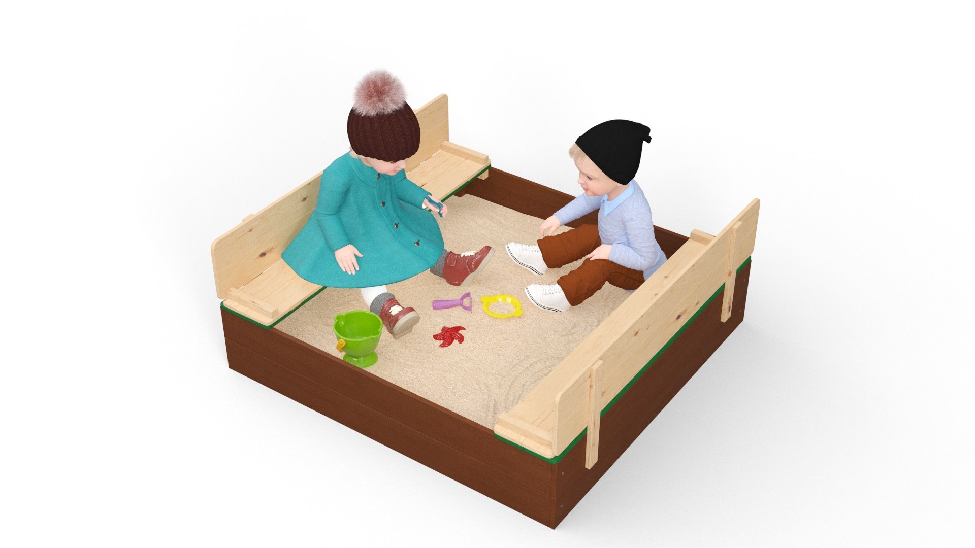 Children in Sandpit Fur Rigged