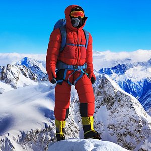 3D Fully Equipped Alpine Mountaineer Rigged