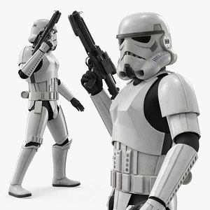 Star Wars Imperial Stormtrooper and Blaster Dirty Rigged for Cinema 4D 3D model