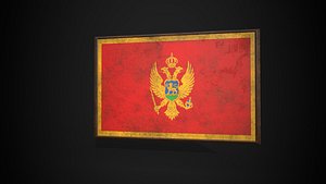 Old Picture Frame With Montenegro  Flag - Game Ready PBR Low-poly 3D Model model