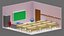 Voxel Classroom Low-poly 3D model