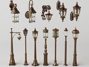 Vintage European Street and Wall Lamp Collection model