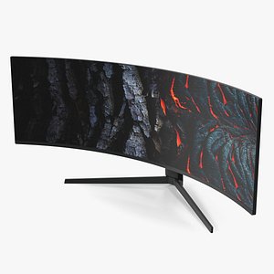 3D Curved Ultrawide Gaming Monitor Rigged