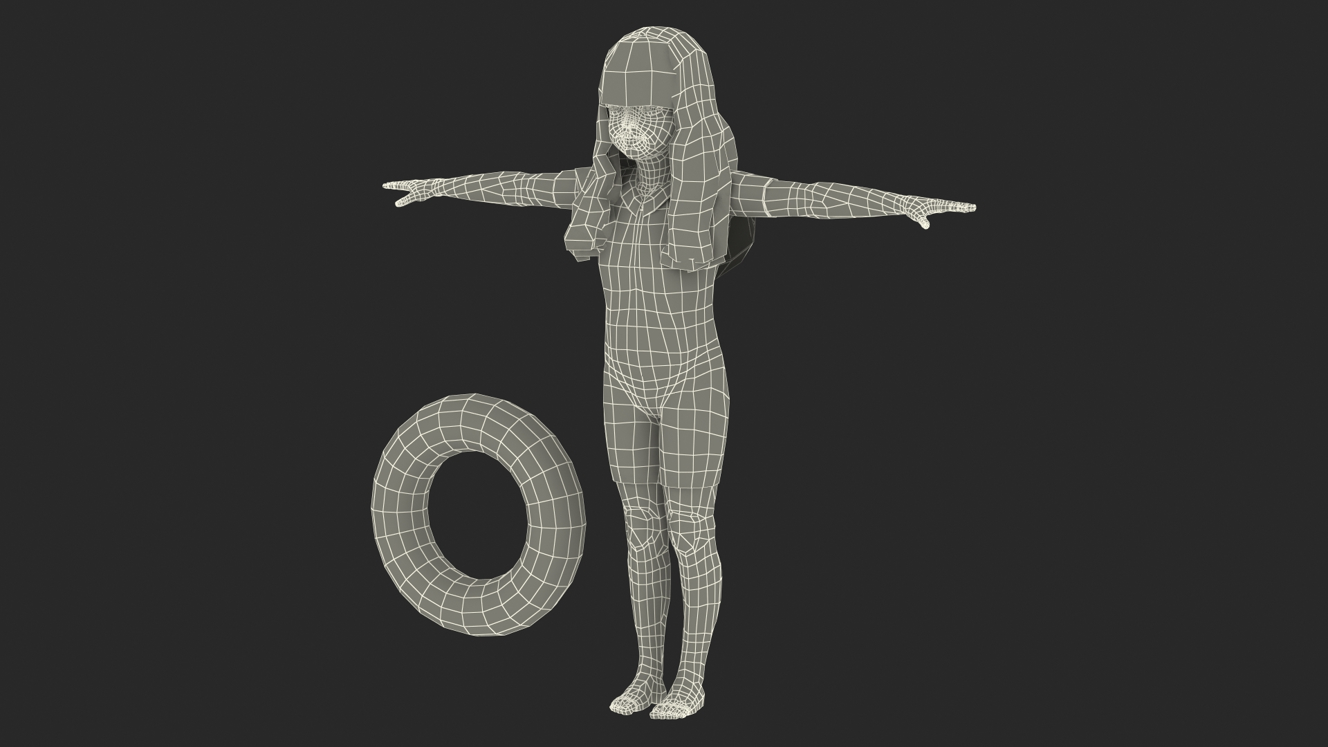 3D Asian Girl In Beach Suit With Inflatable Circle Rigged For Modo ...