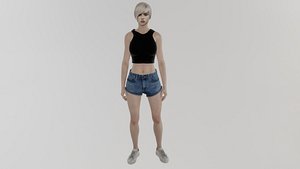 Young blonde woman in summer clothes