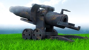 free artillery cannon wwi 3d model