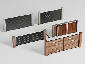 3D model Modern Outdoor Gate Fence Sliding Pack PBR Game Ready