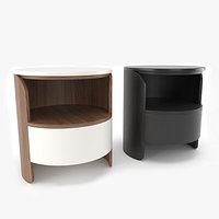 Nightstand HC28 ANNI Round wooden bedside table with drawers