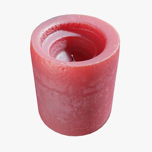 3D red candle photoscanned Low Poly model