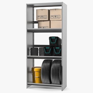 Garage Storage Rack with Boxes 3D