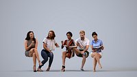 Basics0843 - A set containing 5 models of male and female adults sitting in casual attire in home se