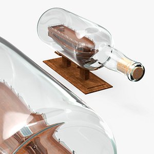 3D model Miniature Qatar Dhow Boat in Glass Bottle