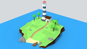 3D lighthouse island scene
