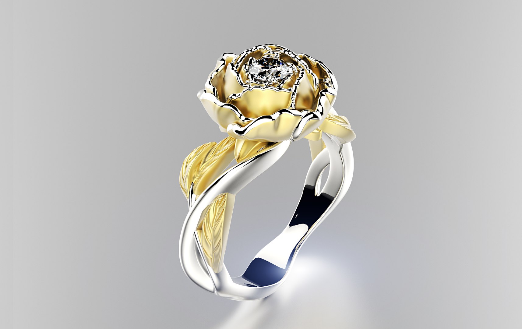 3D Jewelry Flower Peony Diamond Ring With Gem 0004 FBX Blend TurboSquid 2071763