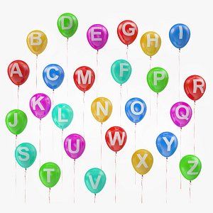3D Alphabet Balloons with Ribbons model