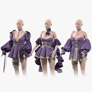 3 female anime clothes