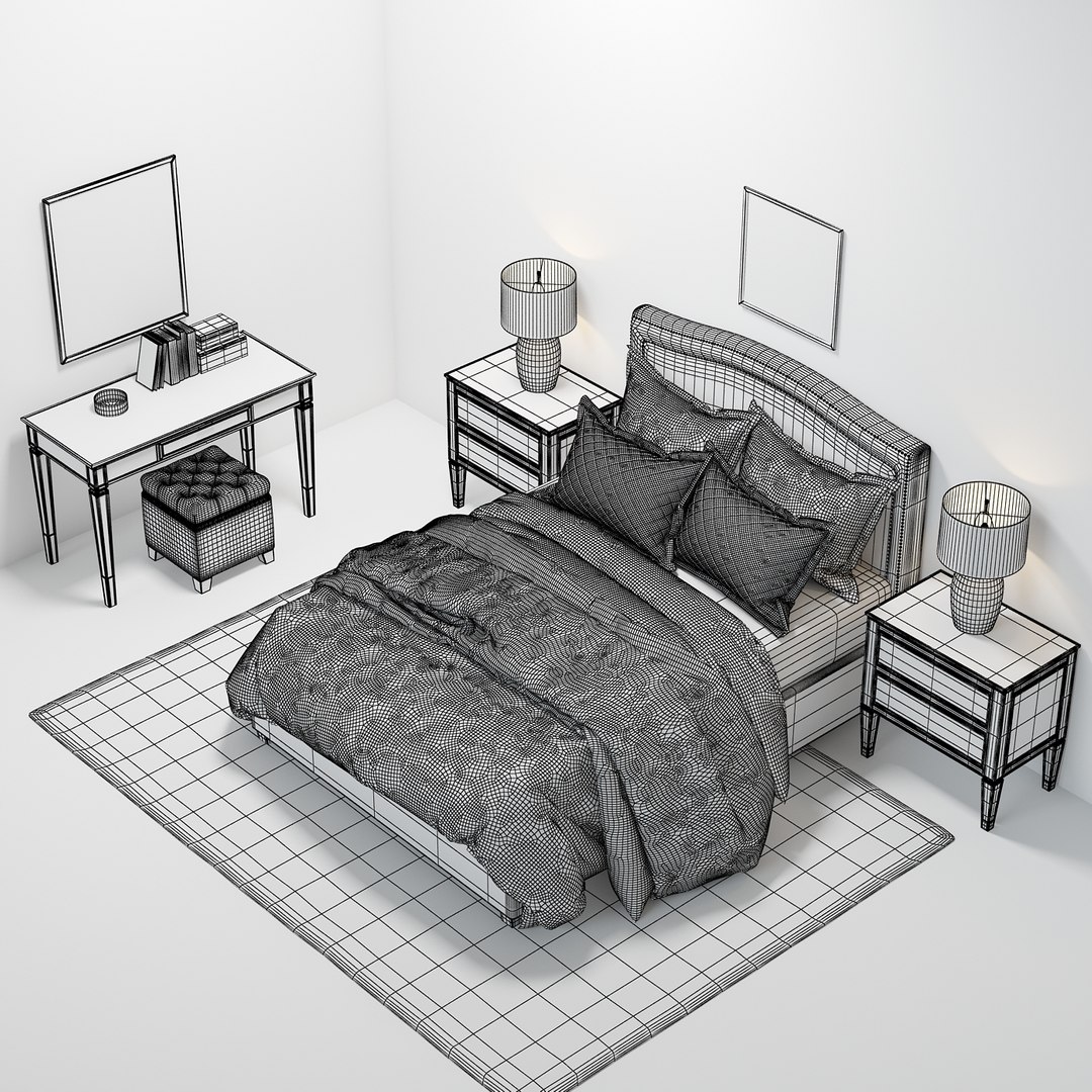 3D Pottery Barn Tamsen Bed TurboSquid 1196634