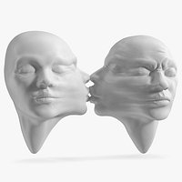 Surreal Sculpture of Kissing Faces