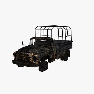 3d model truck burn burnt