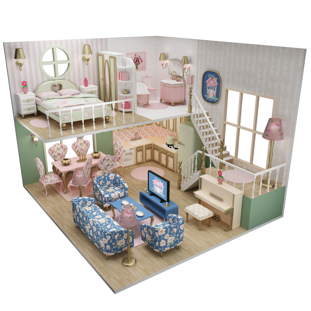 3D dollhouse house doll model TurboSquid 1695264