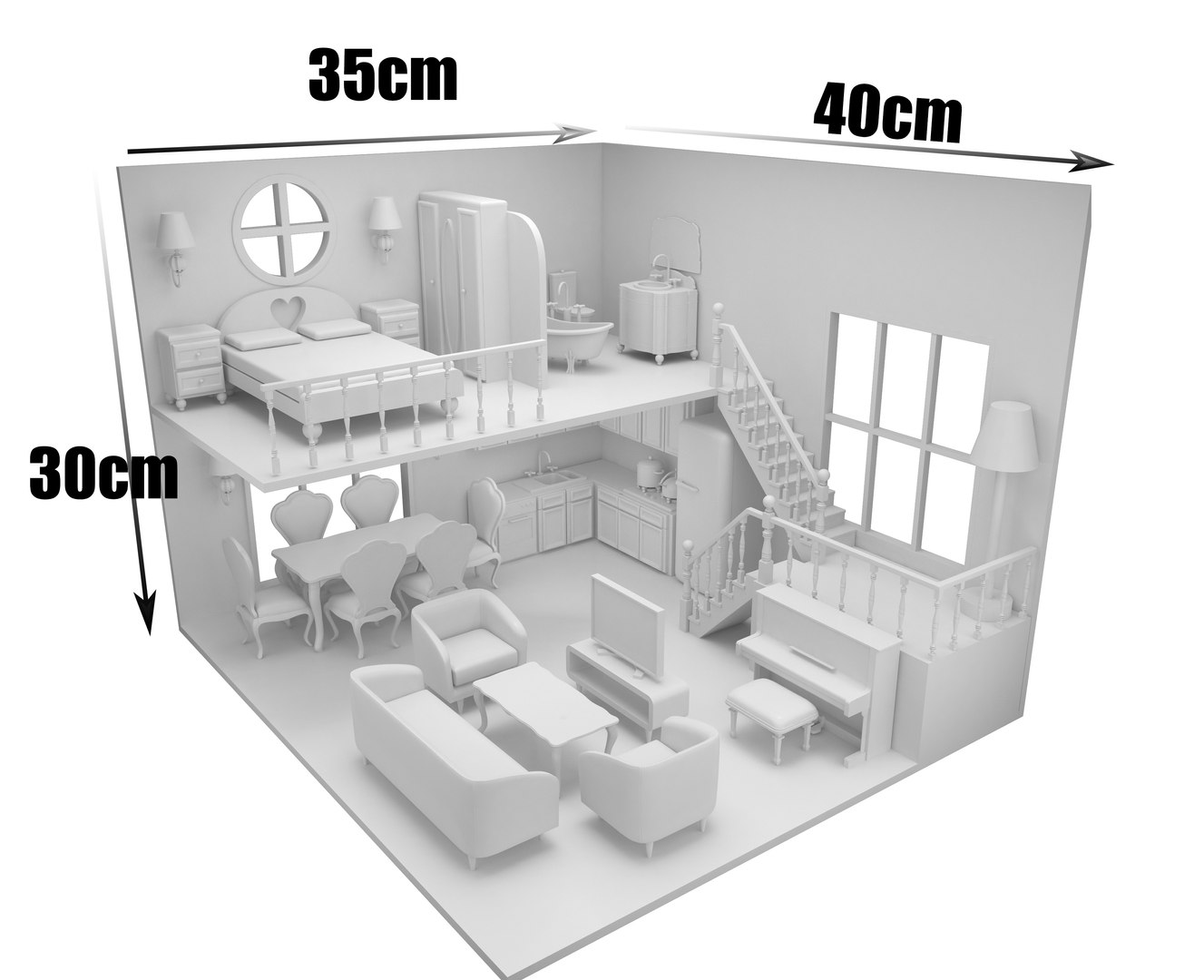 3D dollhouse house doll model TurboSquid 1695264