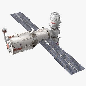 ISS Zvezda with Poisk and Pirs Modules 3D
