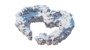 Love Hills heart shape terrain landscape with snow and ice 3D