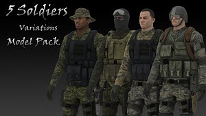 3D Army Soldiers Collection 4 Rigged Military Characters model