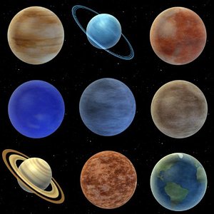 stylized planets old 3d model