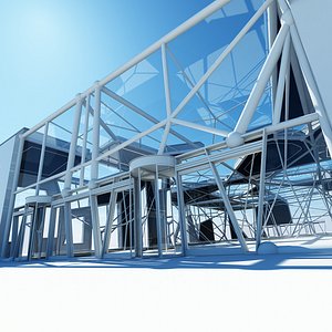 futuristic architectural interior exterior 3d model