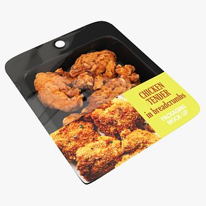 Chicken tender in breadcrumbs with packaging