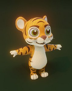 Cartoon Tiger Rigged 3D Model