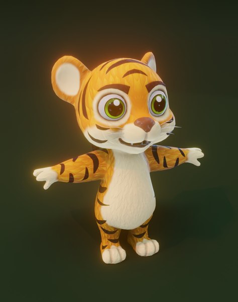 3D Cartoon White Tiger Rigged Model - TurboSquid 1816028