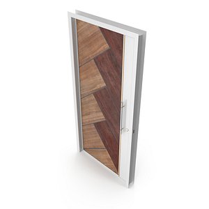Modern Design White Metal Steel Door with Wooden Details model 3D model