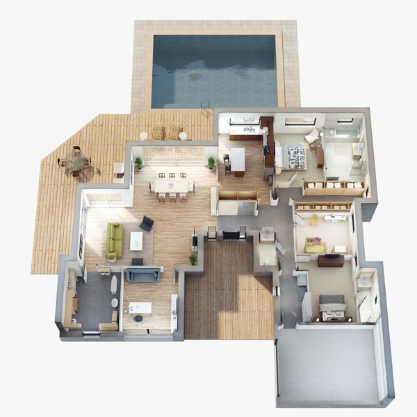 3D lighting floor plan scene model