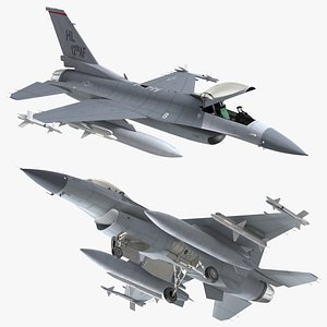 Fighter F-16 with Missile Launcher LAU-129 Rigged