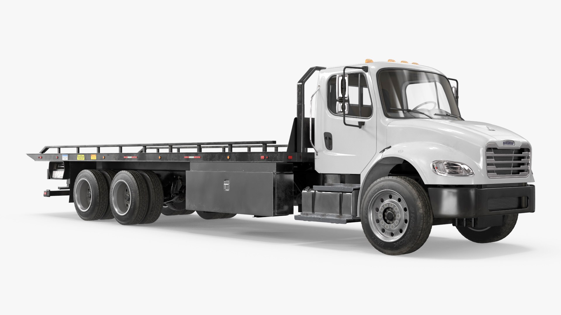 Freightliner M2 Series Flatbed Cargo Truck White Simplified 3D model preview