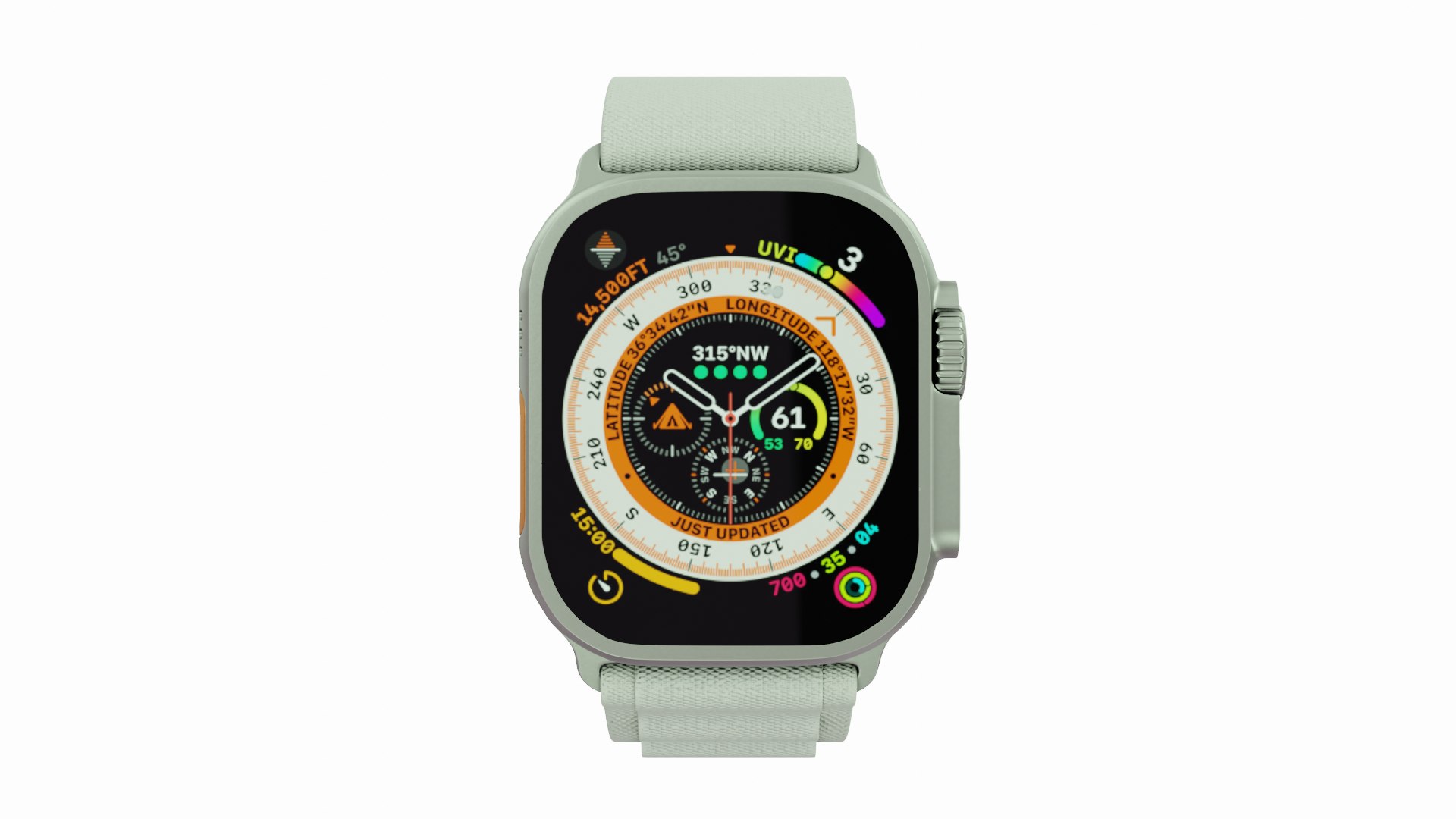 Apple Watch Ultra Titanium Case with Starlight Alpine Loop3D模型