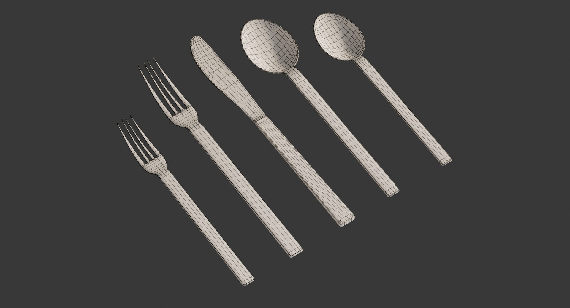 3D Model Realistic Kat Flatware Set - TurboSquid 1464773