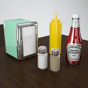 3d model diner set table chair