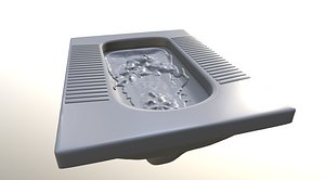 Squat toilet water flush toilet abc animation liquid 3D model 2
