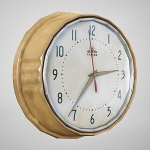 3D model Old Wall Clock - Retro 1950s Game-ready Watch