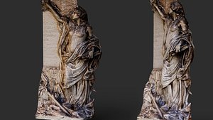ancient nymph monument corner wall part PBR photogrammetry 3D model