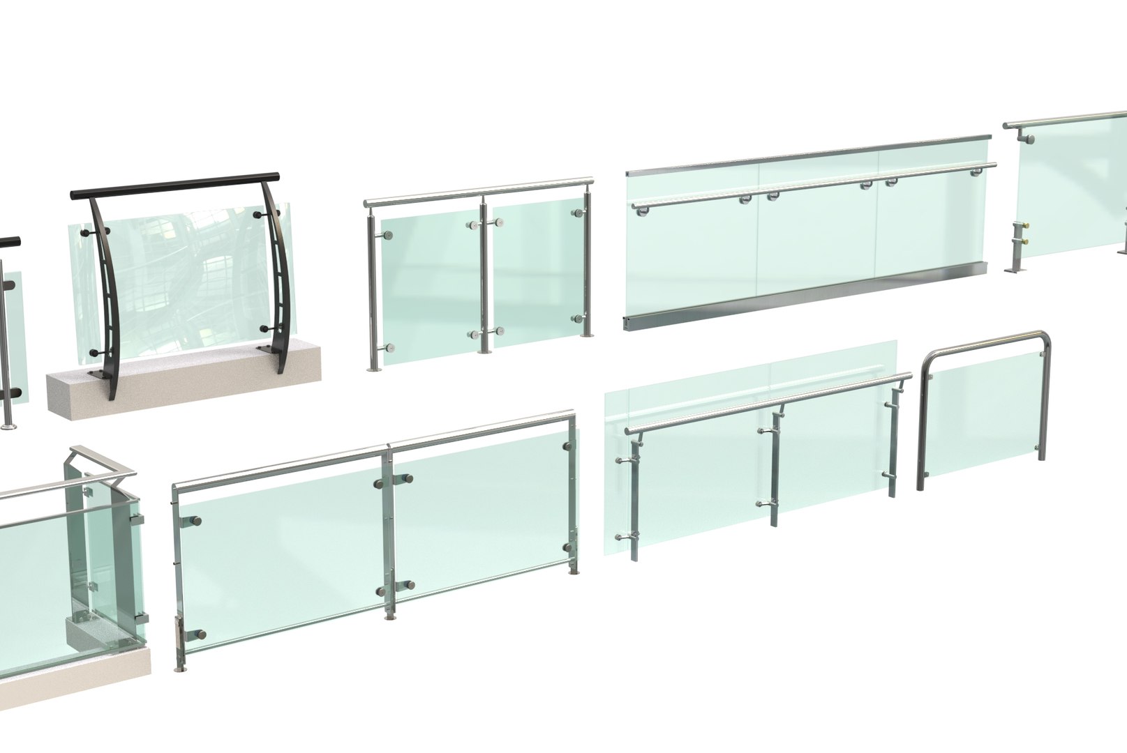 Stainless Steel Glass Railing Balcony Glass On Stainless Frames 3D ...