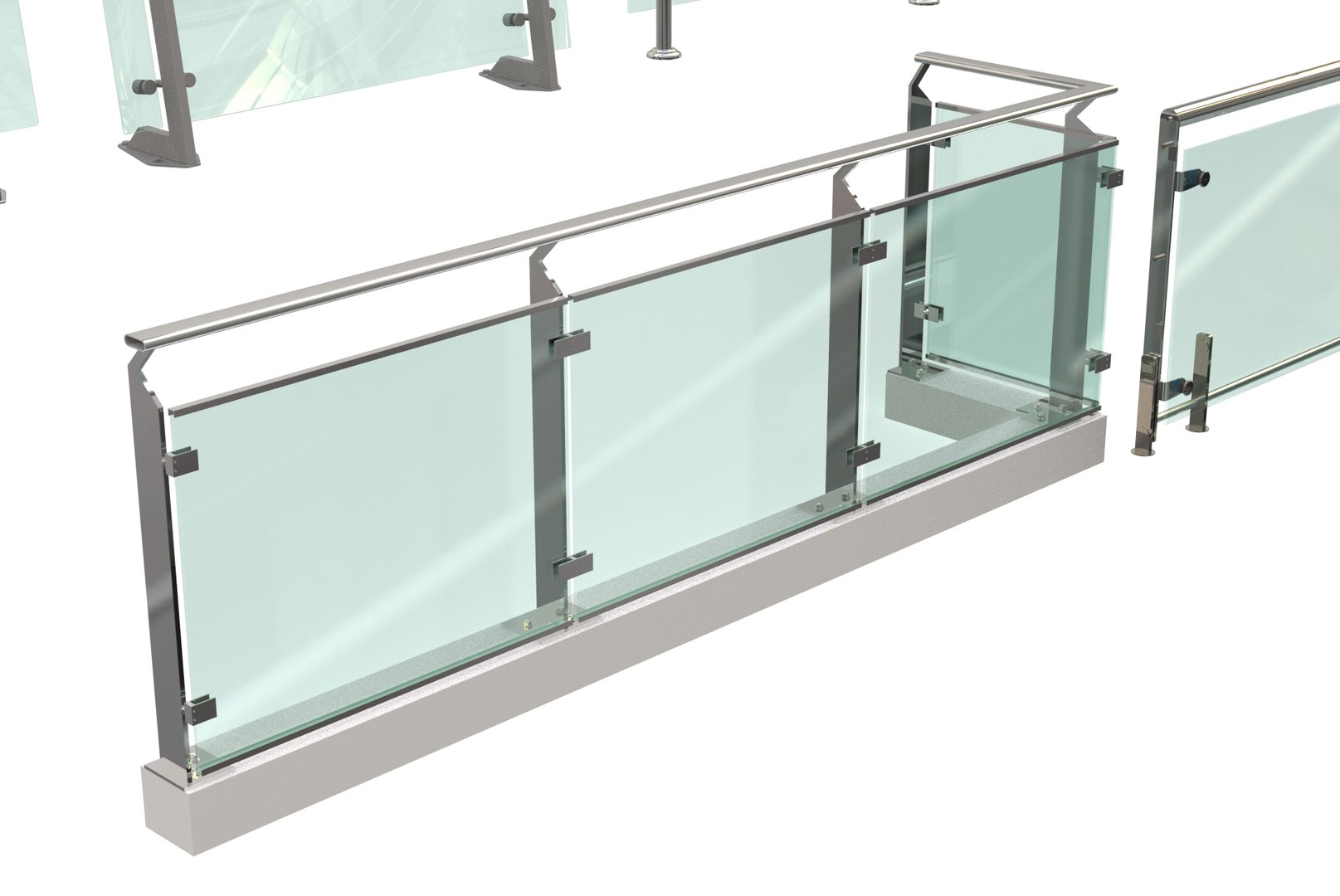 Stainless Steel Glass Railing Balcony Glass On Stainless Frames 3D ...