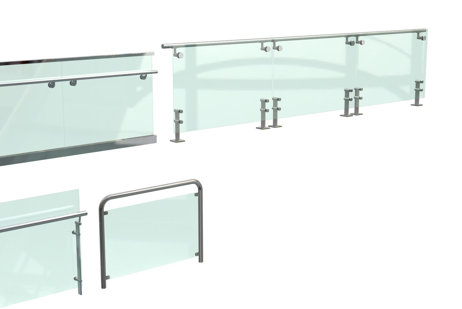 Stainless Steel Glass Railing Balcony Glass On Stainless Frames 3D ...