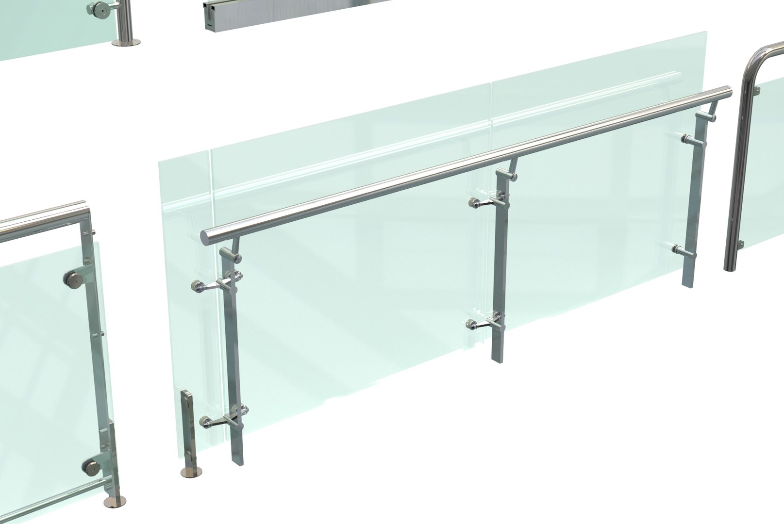 Stainless Steel Glass Railing Balcony Glass On Stainless Frames 3D ...