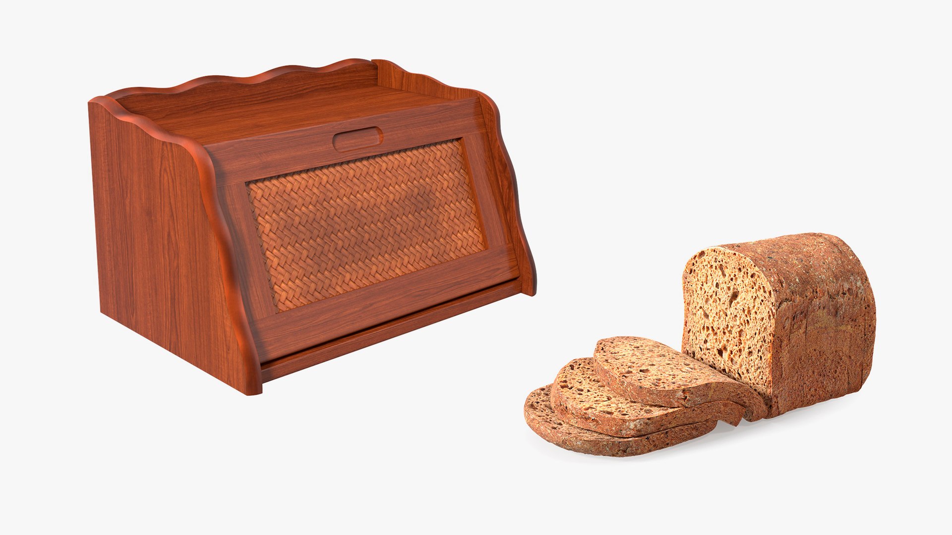 3D Wooden Bread Box With Bread Collection - TurboSquid 2202264