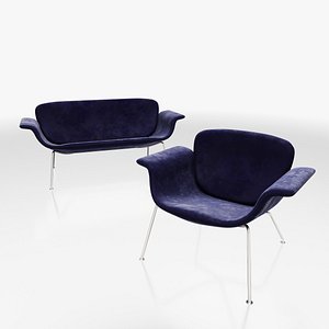 Sofa and  Armchair Knoll Lissoni KN04 KN05 3D model